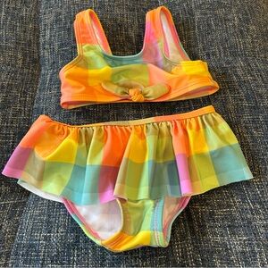 Cat & Jack Toddler 2 Piece Swimsuit Bathing Suit Bikini Checkered Multi-Color